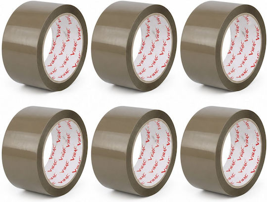 Set 6 Role Bandă Adezivă Solvent Vibac Filme De Ambalare Cutii Sigilare Colet Durabilă Aderență Ridicată 48 Mm X 60 M Maro