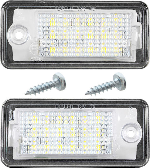 Audi A3 A4 A6 A8 Q7 LED Светлини За Регистрационната Табела Комплект 2 Бройки + 2x Винт