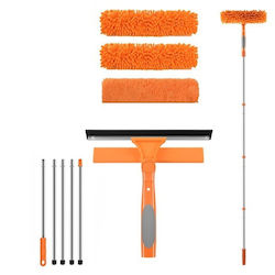 3-in-1 Teleskopischer Fensterreiniger Zola 1,8 M 180° Scheibe 3 Mikrofaser Tücher 25 cm Orange