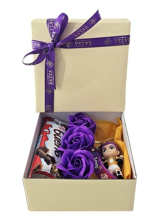 Joy Box K-pop Set Pentru Copii Violet Breloc Figurină Stea 3 Trandafiri De Săpun Violet Kinder Bueno