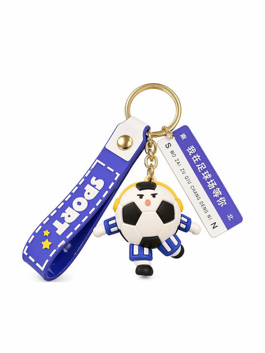 Breloc Flippy Model Mingea de Fotbal Căști Mesaj „Te Aștept Pe Terenul de Fotbal” Accesoriu Cupa Mondială Chei Rucsac Material Acrilic 50 G Albastru
