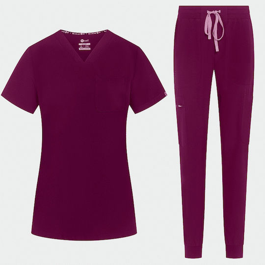 B-Well Naomi Female Medical Pants and Blouse Set Red