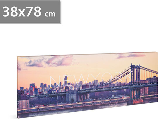 Картина С LED Осветление New York 78 X 38 См Стенно Декор Хладна Бяла Светлина 2 X AA