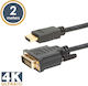 Cablu HDMI La DVI-D 2m 4K Conectori Placati Cu Aur Dual Link 24+1 Video HD