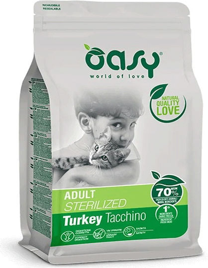 Oasy Hrană Uscată pentru Pisici Adulte Sterilizate cu Sistem Urinar Sensibil cu Curcan / Carne / Pui 1.5kg