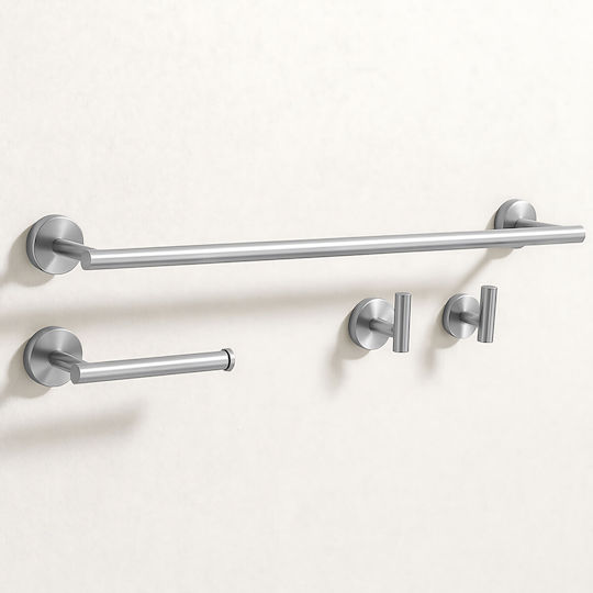 Rea Ari Badezimmerzubehör-Set Metall Silber 4Stücke