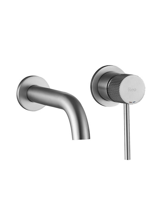 Rea Built-in Mixer & Mouthpiece Set for Bathroom Sink Silver