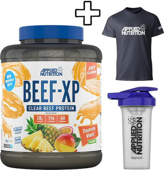 Applied Nutrition Beef-xp Hydrolysed Protein 1800g Orange-mango & Applied Nutrition Shaker 700ml & Applied Nutrition T-shirt L Custom Bundle