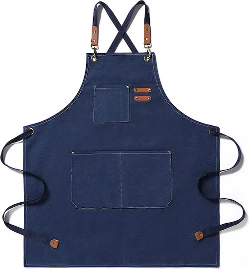 Adiavroxo (Work Aprons & Sleeves) Barista / Bartender / Waiter Apron Blue