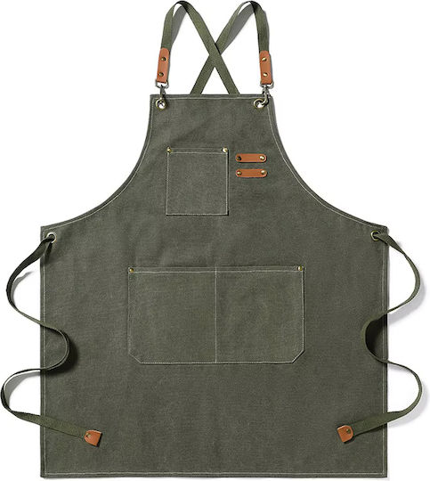 Adiavroxo (Work Aprons & Sleeves) Ποδιά Barista / Bartender / Σερβιτόρου Χακί