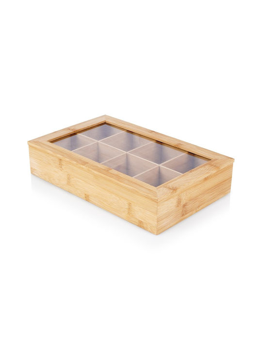 Excellent Houseware Wooden Tea Box with Lid 20x6.5x32cm