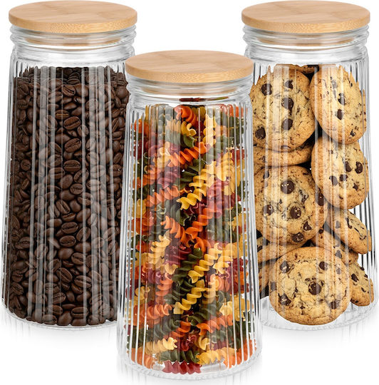 Vilde Set 3 Bucăți Vaze Pentru Cafea / Paste Cu Capac Sticlă Maro 1400ml 3 Bucăți