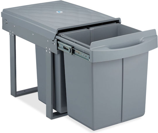 Relaxdays Coș De Gunoi Pentru Dulap Plastic Gri 20lt