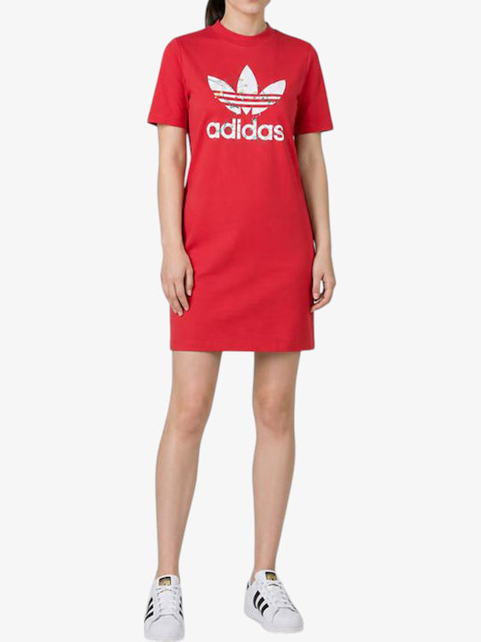 Лятна Mini Спортна Рокля T-shirt Къс Ръкав Розова