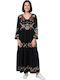Sommer Maxi Damenkleid Schwarz