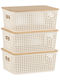 Relaxdays Cutie De Depozitare Din Lemn Cu Capac Multicolor 10.5x25.5x18cm