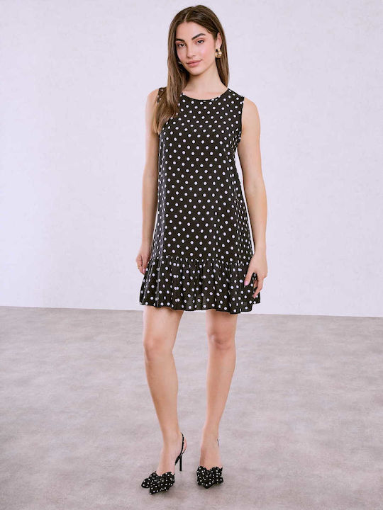 Celestino Women's Mini Polka Dot Loose Fit Dress Black