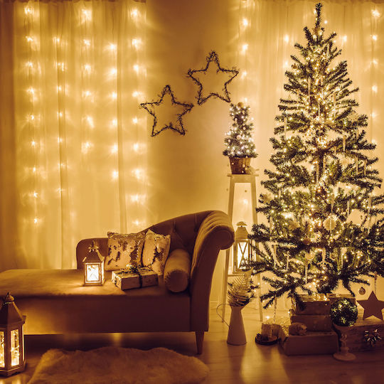 LED Weihnachtsbeleuchtung 4,2m Wärmes Weiß Vorhang Typ