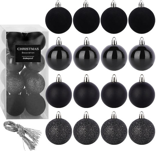 Schwarze Unzerbrechliche Weihnachtsbaumschmuck Kugeln 5 Cm 16 Stück