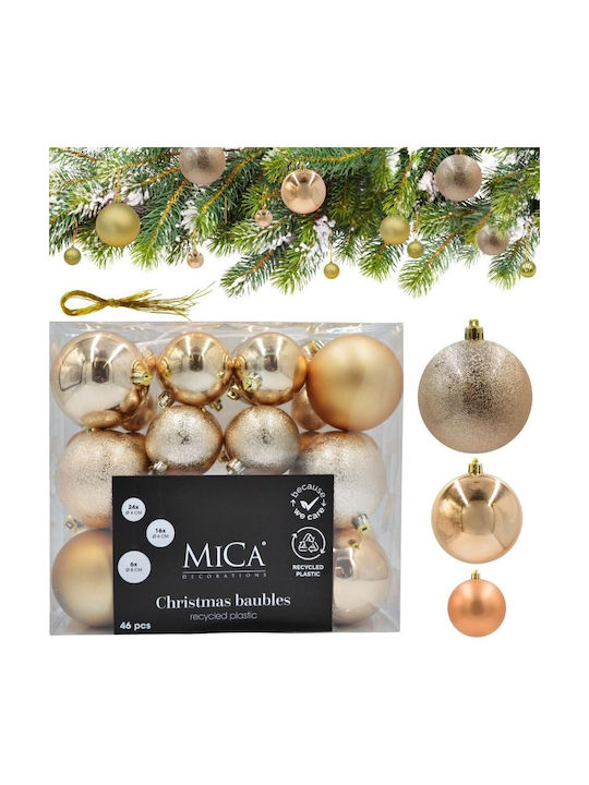 Decorative Plastic Bauble Safe 46 Pcs Mica Copper