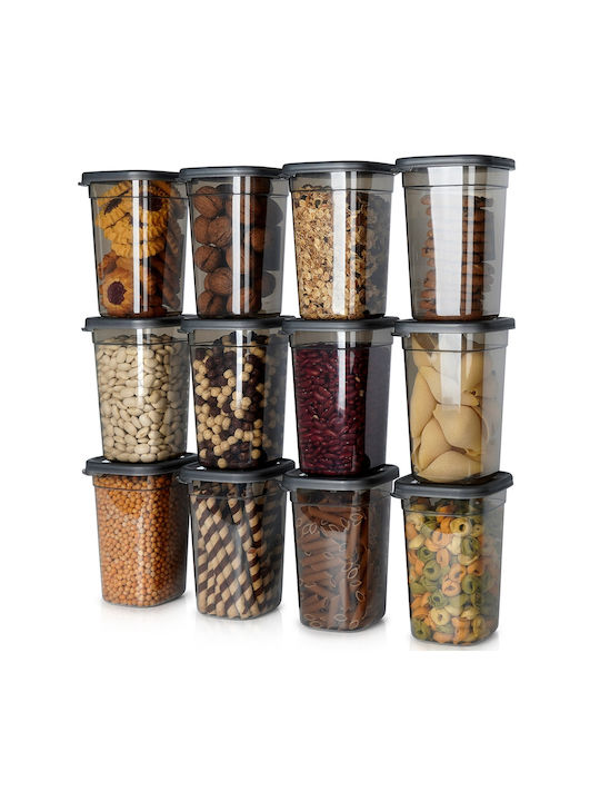 Vilde Set 12Stücke Lebensmittelgläser für Kaffee / Nudeln mit Kunststoff-Deckel Transparent 1000ml