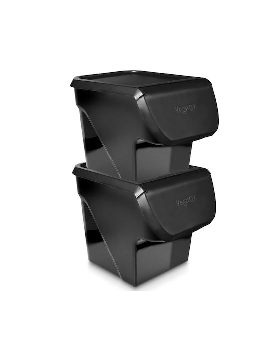 Vilde Set 2 Pieces General Use Boxes with Lid Plastic Black 2x26x34cm