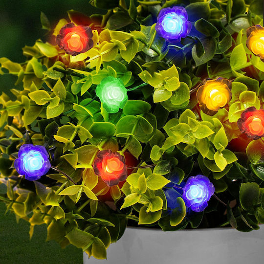 Instalație Solară Led 2.3m 20 Leds Multicolore Decor Floare de Grădină Iluminat Exterior Fără Fir Ip44