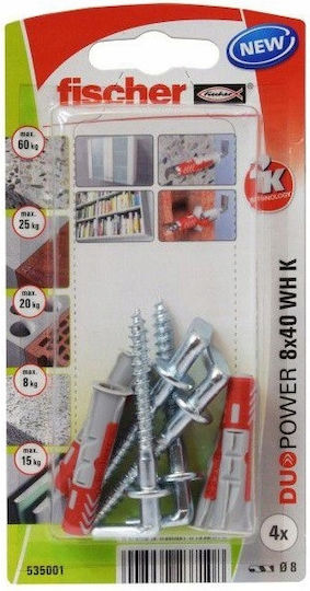 Fischer Duopower Anchor 8x40 Straight Hook 4pcs