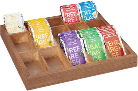 Relaxdays Caseta Pentru Ceai Din Lemn Bej 26x26x32cm
