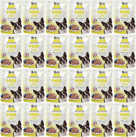 Brit Care Nassfutter Für Hunde in Beutel mit Lamm, Fleisch und Lachs 24x85gr