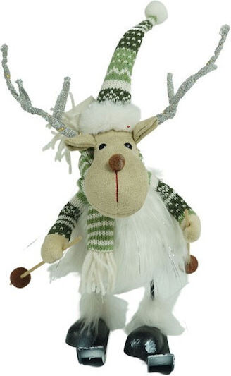 Christmas Ornament Reindeer On Skis Alista Home White Green Textile 33 Cm