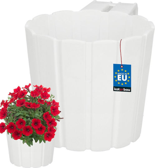 Kotarbau Balcony Flower Pot Railing Hanging Handle Single Rustic White 150 Mm
