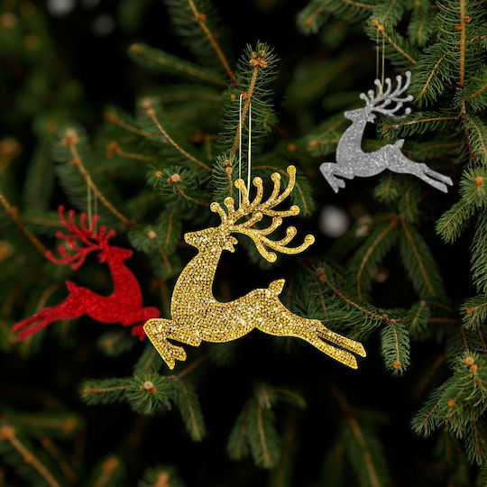 Glitzerndes Rentier Weihnachtsbaumdekorationen 12 Cm Set 4 Stück 3 Farben
