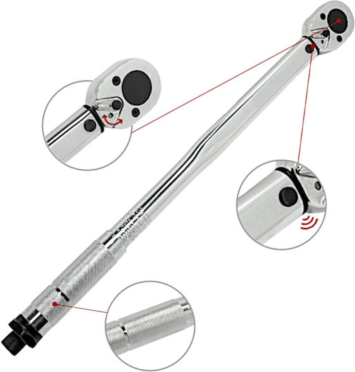 Forsage Cheie Dinamometrică Cu Patrat 1/2" Cuplu 28-210 Nm Cu Lungime 47 Cm