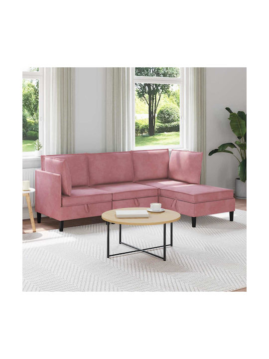 Ecksofa Samt mit Stauraum Rosa 210x140x82cm