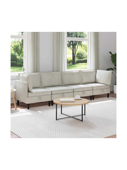Four Seater Velvet Couch with Storage Space Cre...