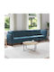 Four Seater Velvet Couch with Storage Space Blue 280x70x82cm