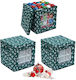 Relaxdays Weihnachtliche Geschenkverpackung Weiß 33x33x33cm 3 Stück