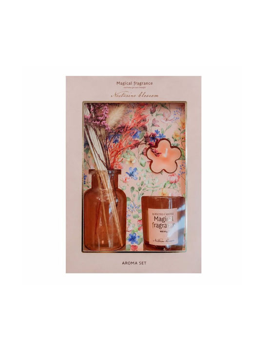 Set Home Fragrance Sticks 2 Candles Nectarine Blossom Mrshome Df-0012002