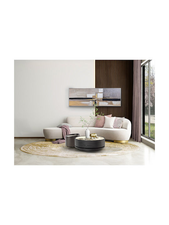 Acrylic Painting Confines 145x50 Silver Frame White Grey Ecru Brown Black Beige Multicolored Gold