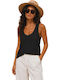 Women's Cotton Sleeveless Black Blouse