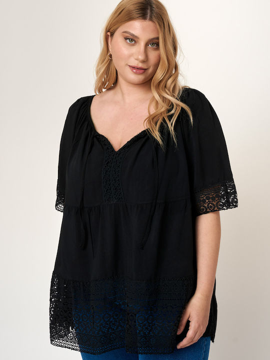 Cotton Tunic Short Sleeve Black