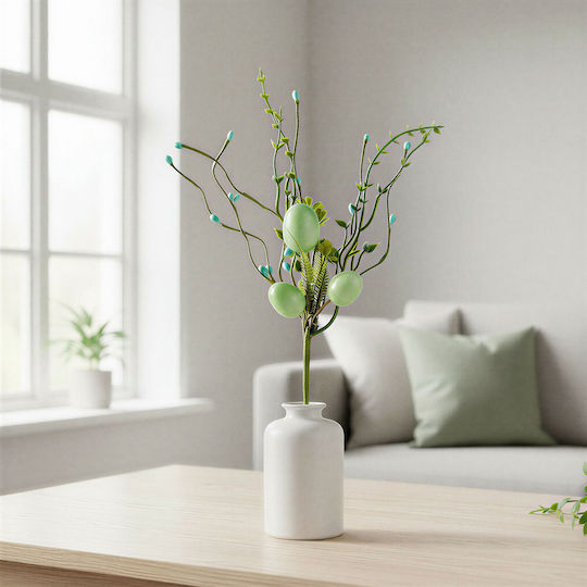 Branch Ornament Eggs Green 28x16 Cm Table Decor Vase Reusable