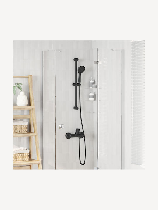 vidaXL Adjustable Shower Column Without Mixer Black