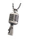 Men's Vintage Pendant Microphone Handmade Silver 925 Chain Bead
