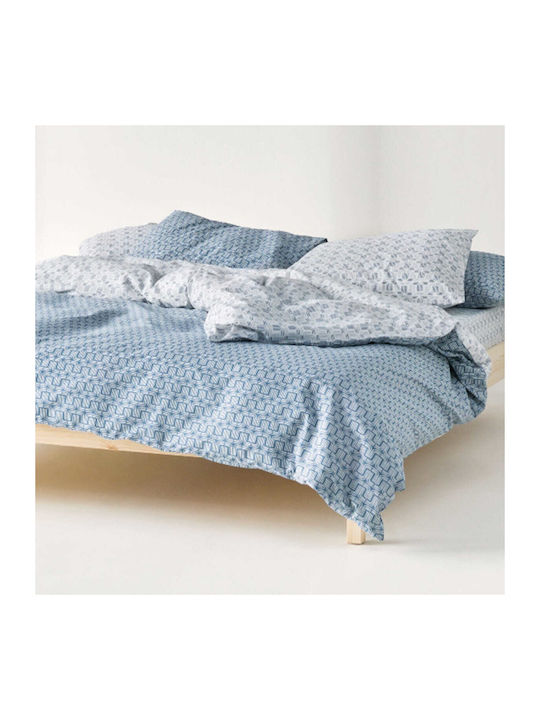 Kentia Kivo Bed Sheets Set Double 240x270cm Blue (4pcs)