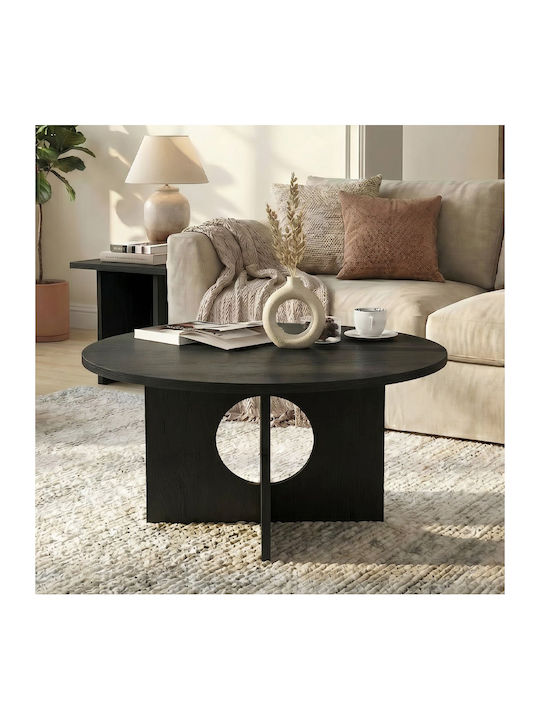Round Side Table Mara Wooden Sencron Black W75xL75xH36.8cm