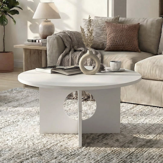 Round Side Table Mara Wooden White W75xL75xH36.8cm