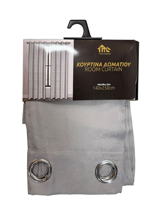 TnS Κουρτίνα με Τρουκς Γκρι 140x250εκ.
