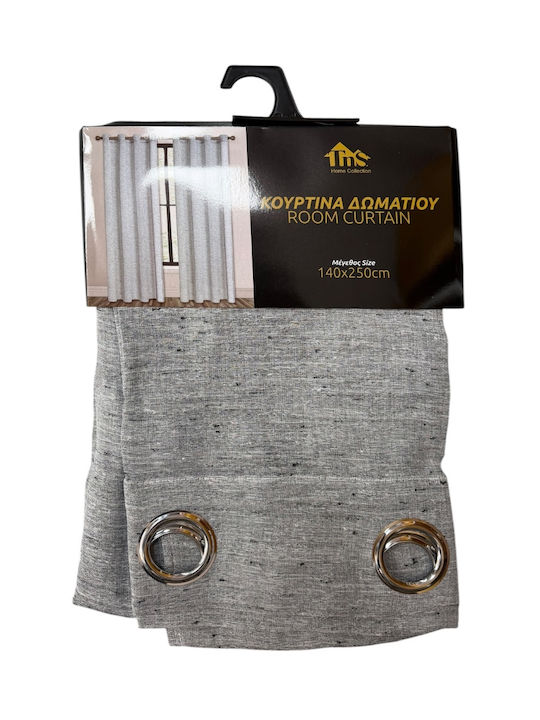 TnS Κουρτίνα με Τρουκς Γκρι 140x250εκ.